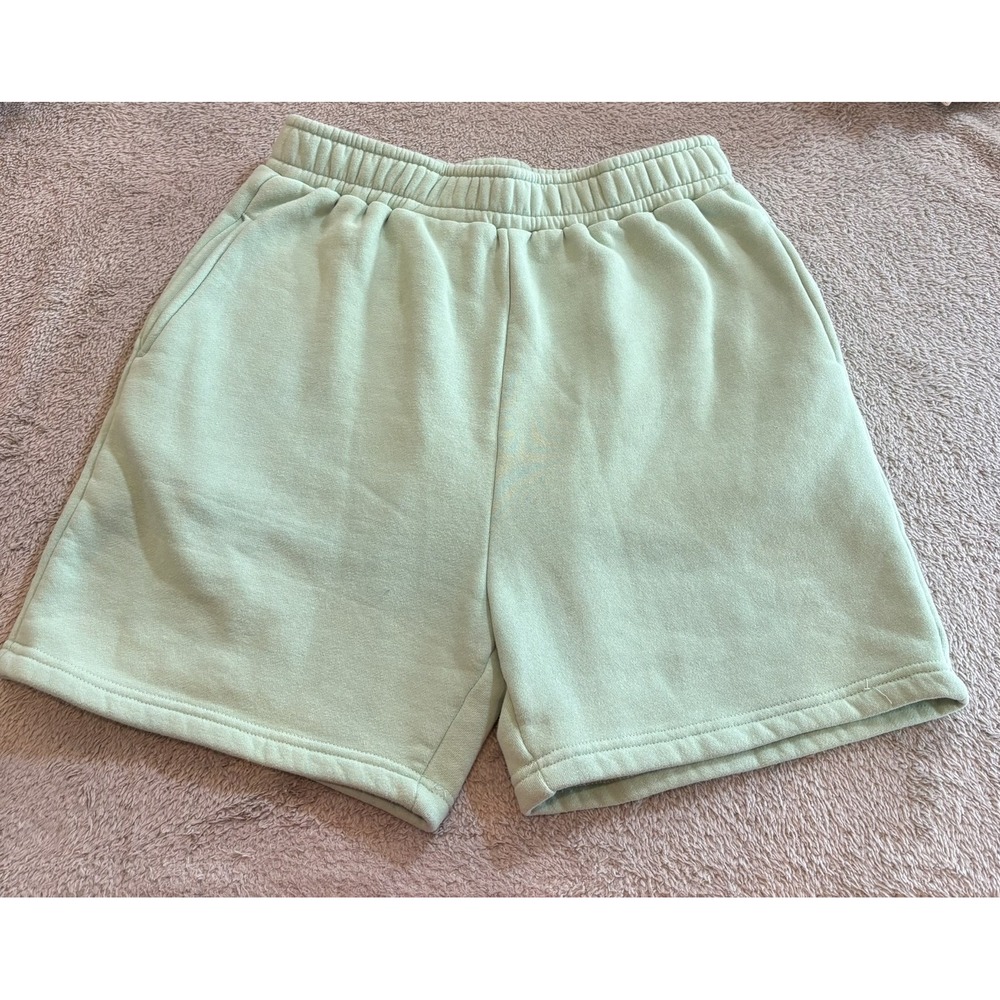 YLLW‎ The Label Sage Green Fleece Lounge Shorts Women Large Cozy Athleisure Soft